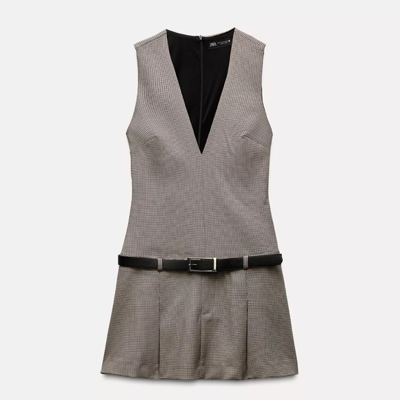 NWT ZARA THIS SEASON BELTED BOX PLEAT DRESS - Picture 1 of 7